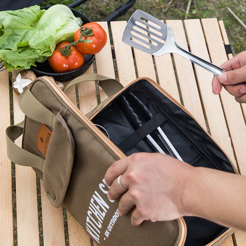 Camping Cooking Organizer - Conjunto de Utensílios de Cozinha para